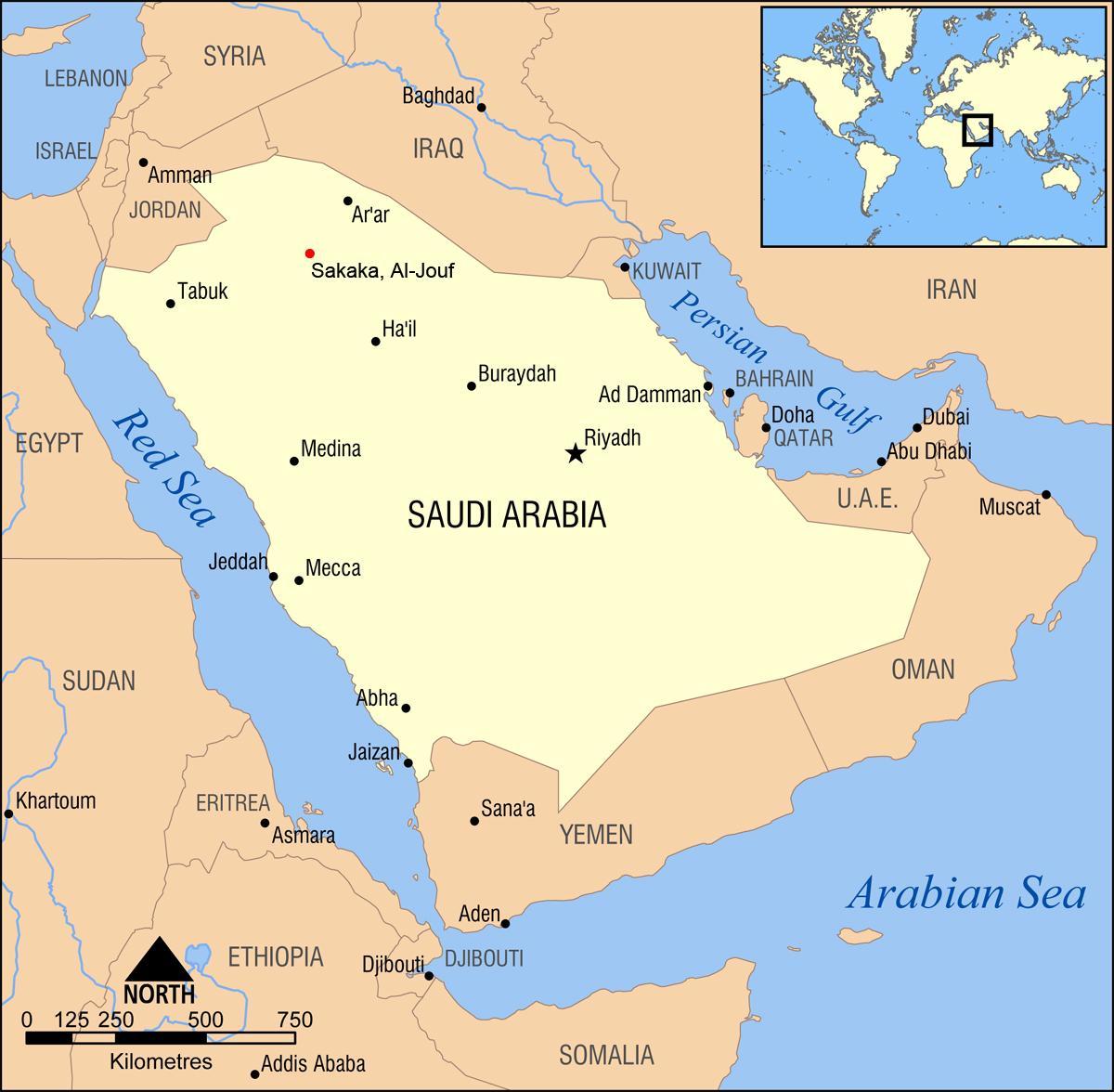 al jouf hartă în Arabia Saudită