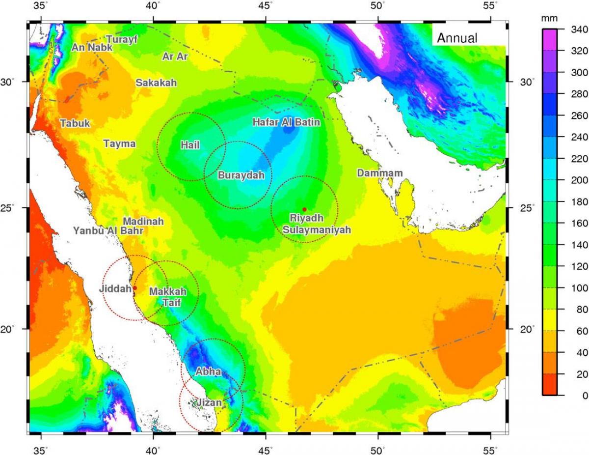Harta Arabia Saudită climatice