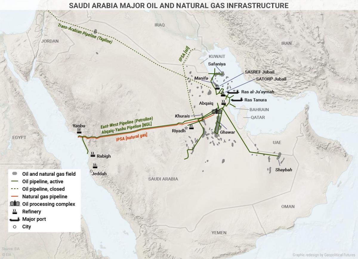Arabia Saudită ulei hartă