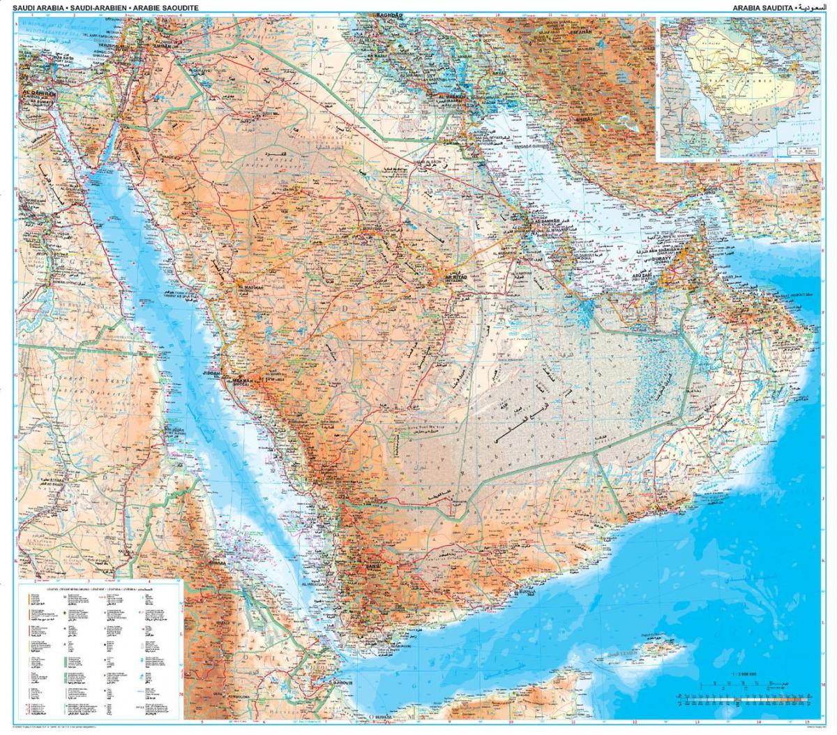 Harta Arabia Saudită topografice