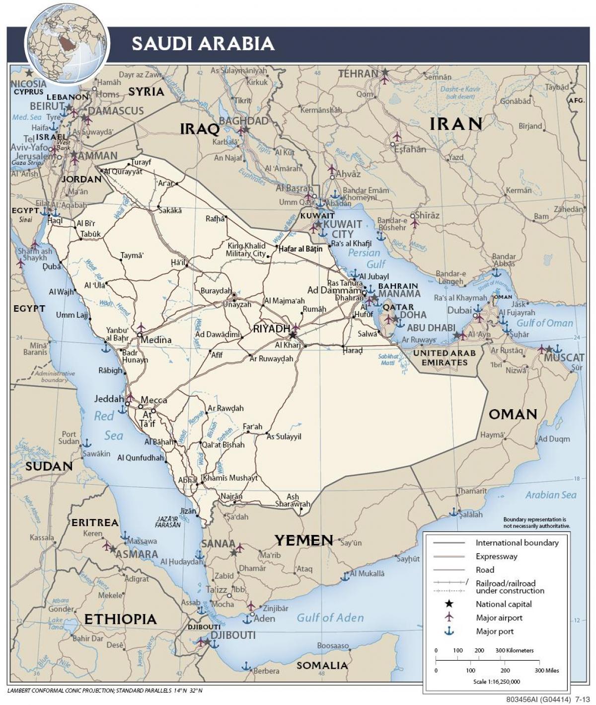 Harta Arabia Saudită porturi