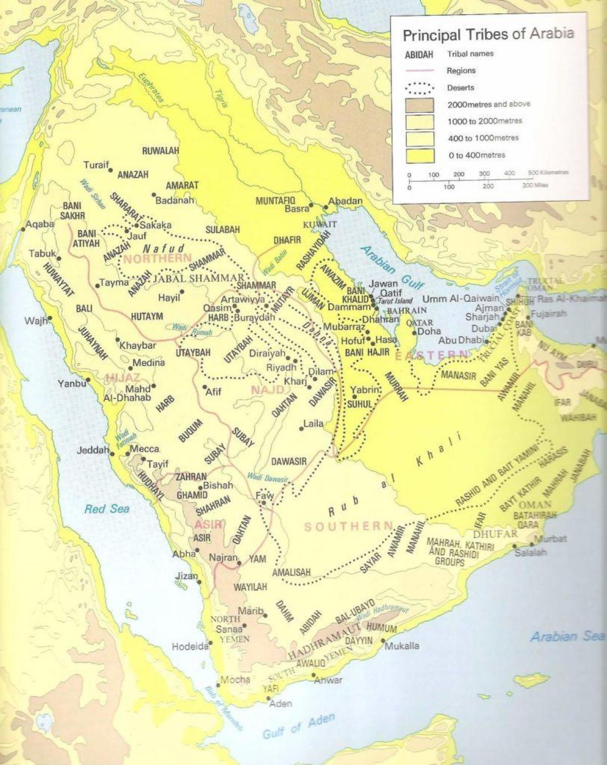 Harta Arabia Saudită triburi