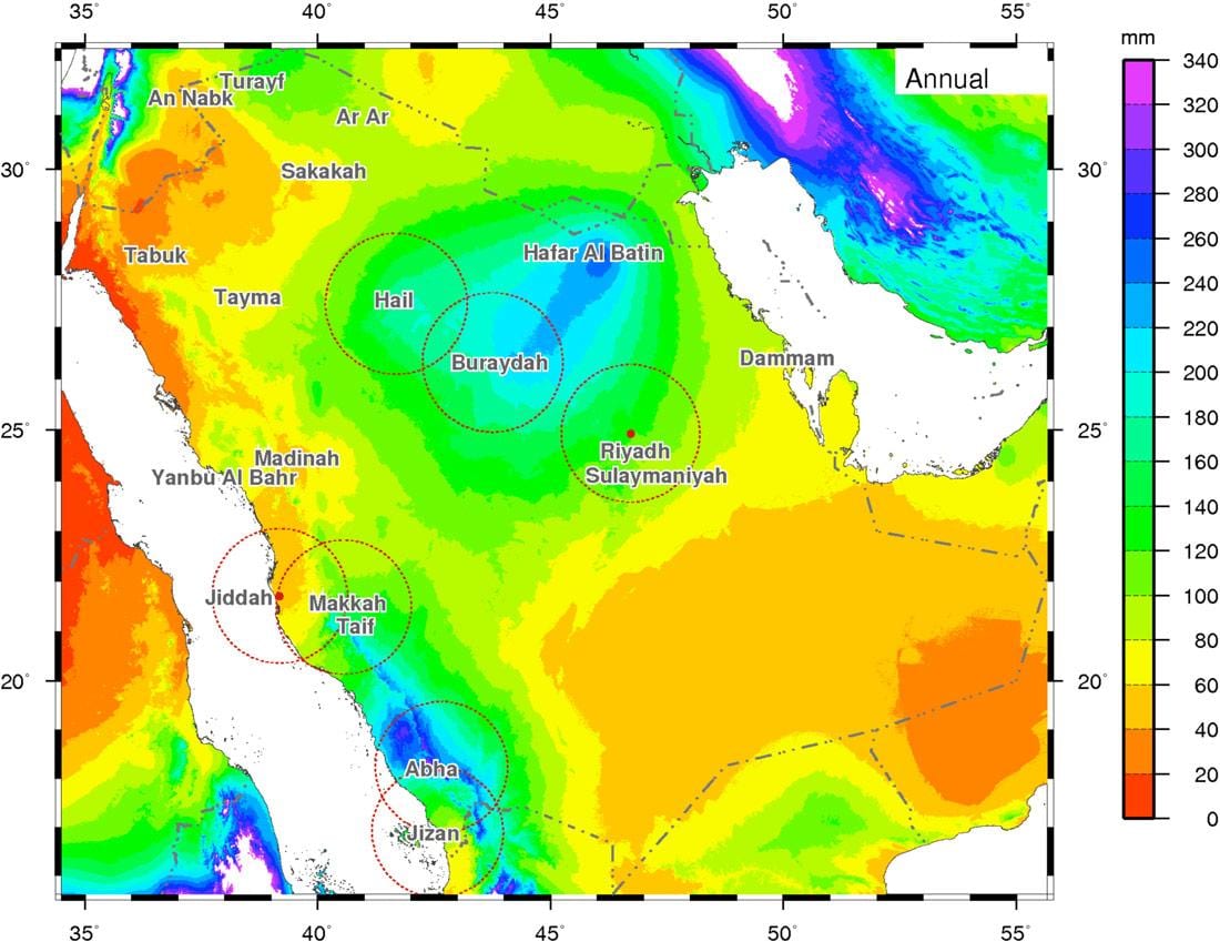 Harta Arabia Saudită climatice