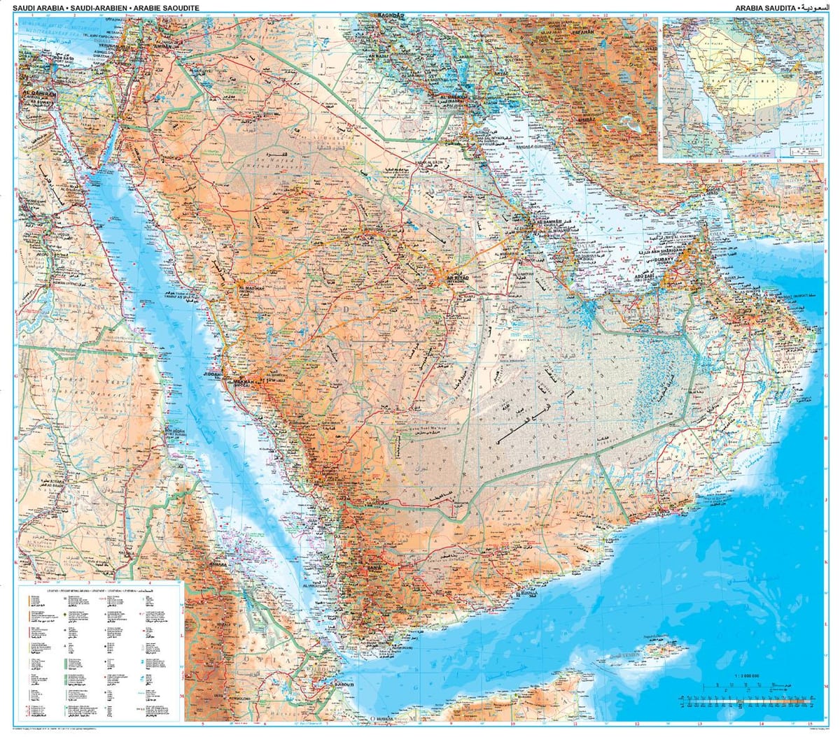 Harta Arabia Saudită topografice