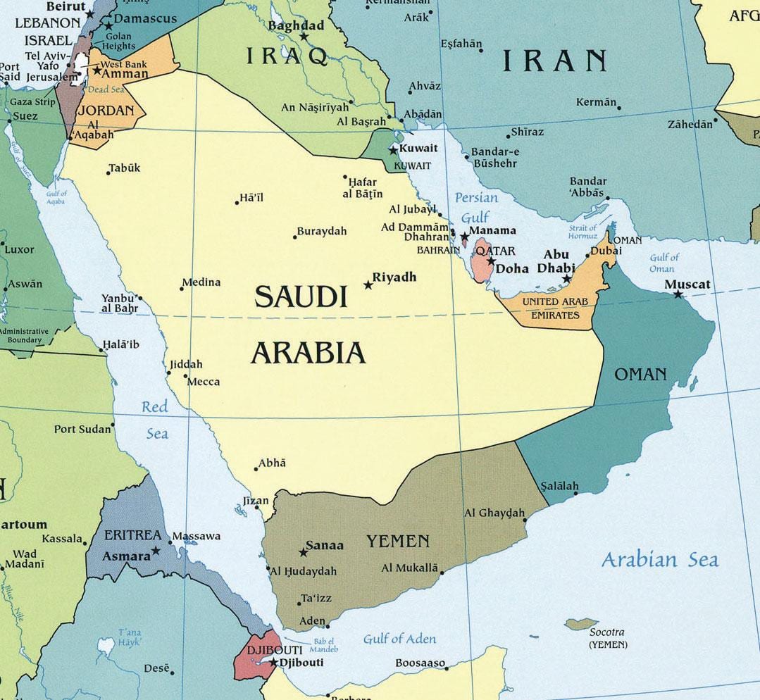 Harta Arabia Saudită locație
