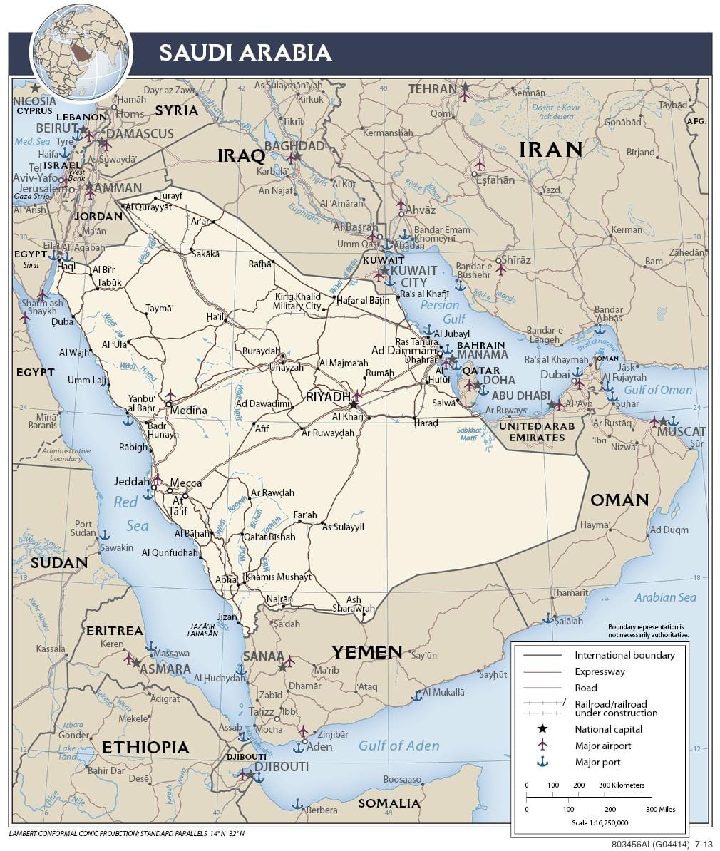 Harta Arabia Saudită porturi