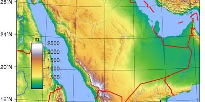 Harta Arabia Saudită altitudine